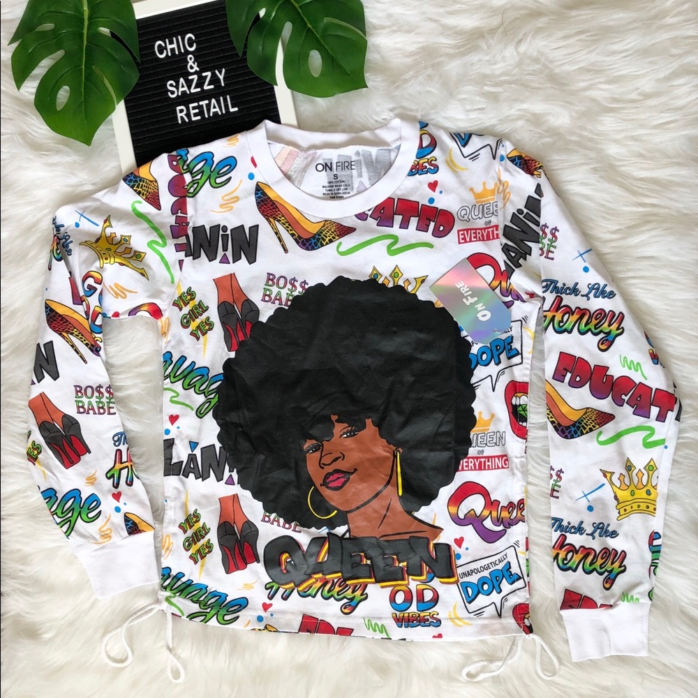 NWT On Fire Graphic Long Sleeve Women Shirt